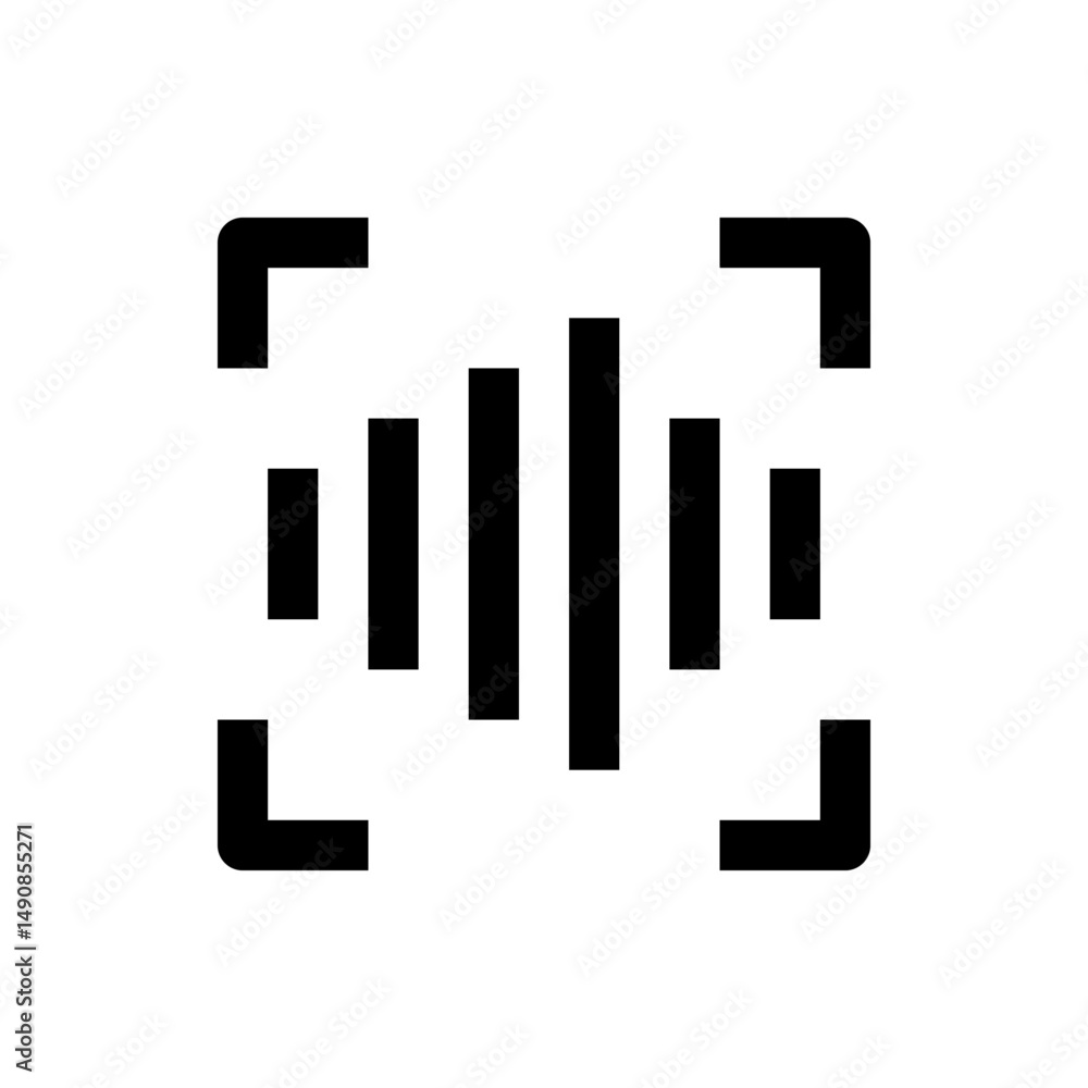 Aufkleber black sound wave graphic with a square border that is open on all sides showing the sound waves