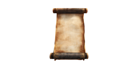 Ancient Scroll With Blank Parchment. Historical Document Template For Writing Or Design Isolated On Transparent Background