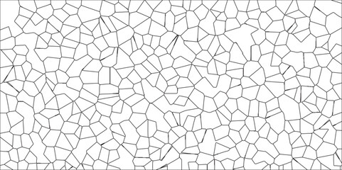Broken Glass Quartz natural fragment Cement kitchen decor. isolated crystalize terrazzo vintage vector background. Stained-Glass Background with black lines and Voronoi diagram background.