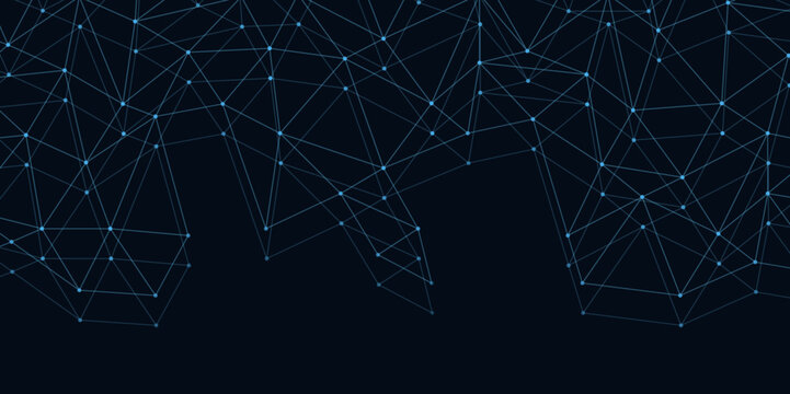 Low poly blue background with connecting dots and lines. connecting technology modern triangle net, glowing stars. Internet connection network high digital technology. Genetic and science research.