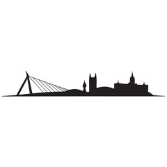 Cardiff skyline horizontal banner. Black of Cardiff, Wales. Vector template for your design. Vector black silhouette. with white background