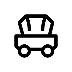 Illustration of a simple minecart with a rectangular body and two visible wheels in black outline