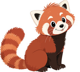 cute cartoon red panda sitting and smiling © MDHARUNUR