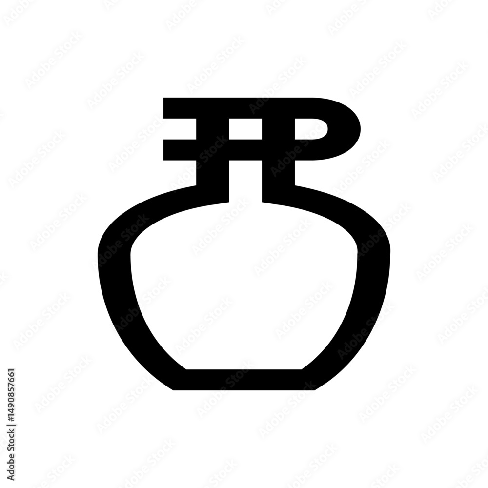 Poster illustration of a black outline of a vase with a unique handle design on a white background image vi