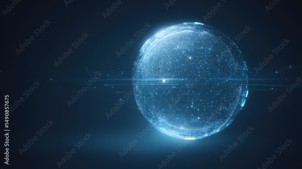 Aufkleber 3d illustration of glowing data sphere symbolizing big data and analytics
