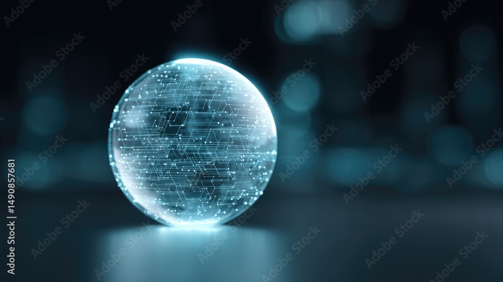 Aufkleber 3d illustration of glowing data sphere symbolizing big data and analytics