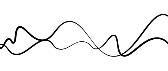 Abstract design featuring thin, elegant wave black lines flowing gracefully across a clean white background. The lines should appear delicate and dynamic, with smooth curves and varying opacity.