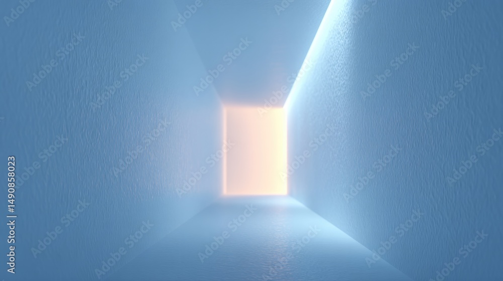Poster close-up of minimalistic hallway with clean design elements offering ample copy space