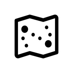 Simple black and white map icon with rounded corners and several black dots scattered across the surface