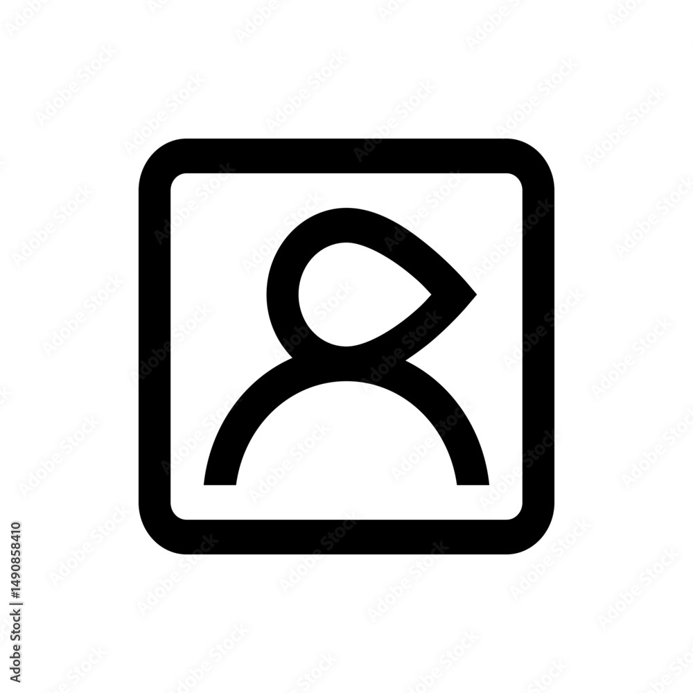 Aufkleber abstract person icon with rounded head and shoulders inside a rounded square border graphic design