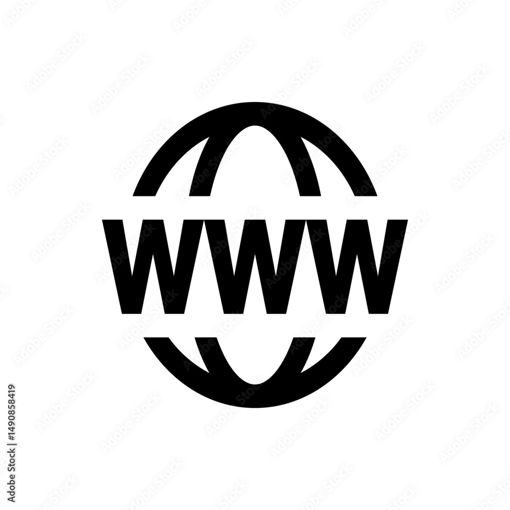 Fototapete illustration of a world wide web symbol with black globe and www text in bold font on a white backgr