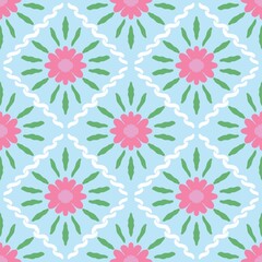 Colorful vintage floral fabric pattern for printing on fabrics, pillows, blankets, scarves.