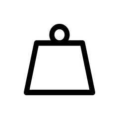 Illustration of a simple black weight with rounded edges and a circular handle on a white background view