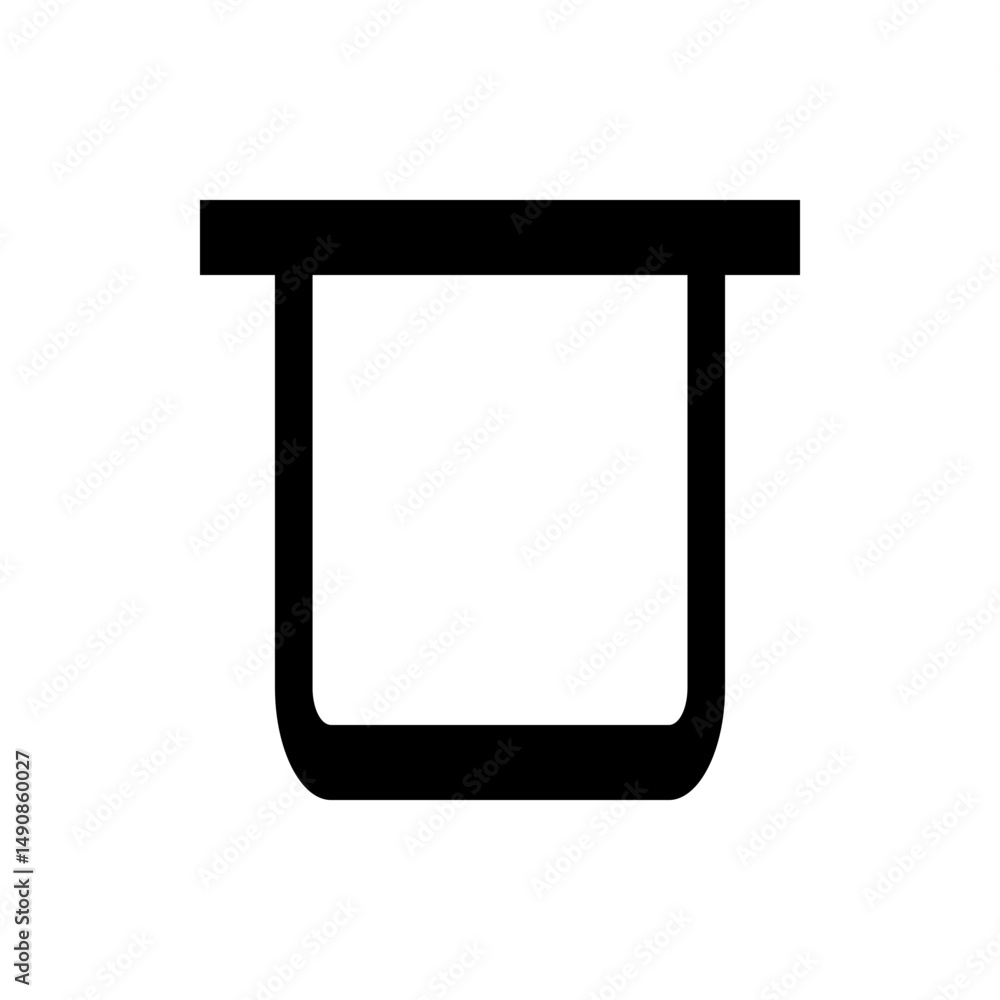 Poster black outline of a rectangular shape with rounded corners suspended from a horizontal line at the to