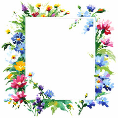 summer flowers floral picture frame with white area for insertion