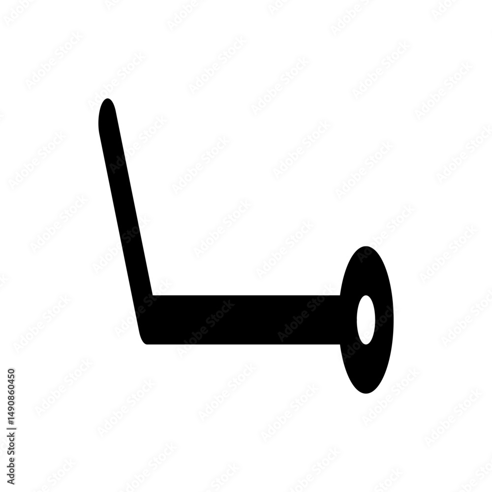Poster illustration of a horizontal black line with an angled segment and a circle on the right end side