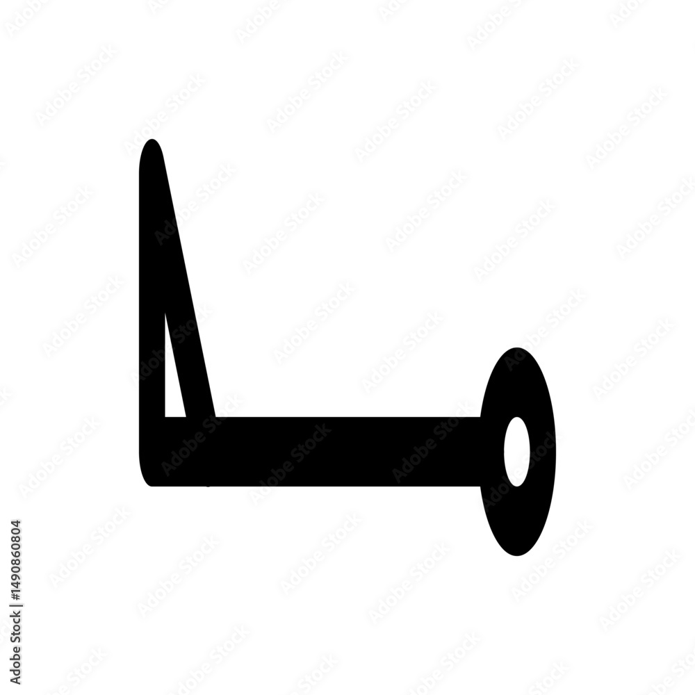 Poster a black line with a triangle shape on the left and a circle on the right side in a simple design sty