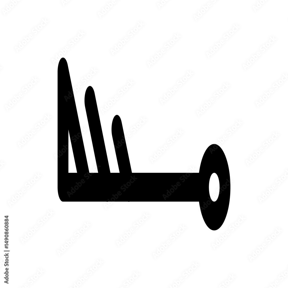 Aufkleber a black line with three diagonal lines attached to one end and a circle at the opposite end is shown