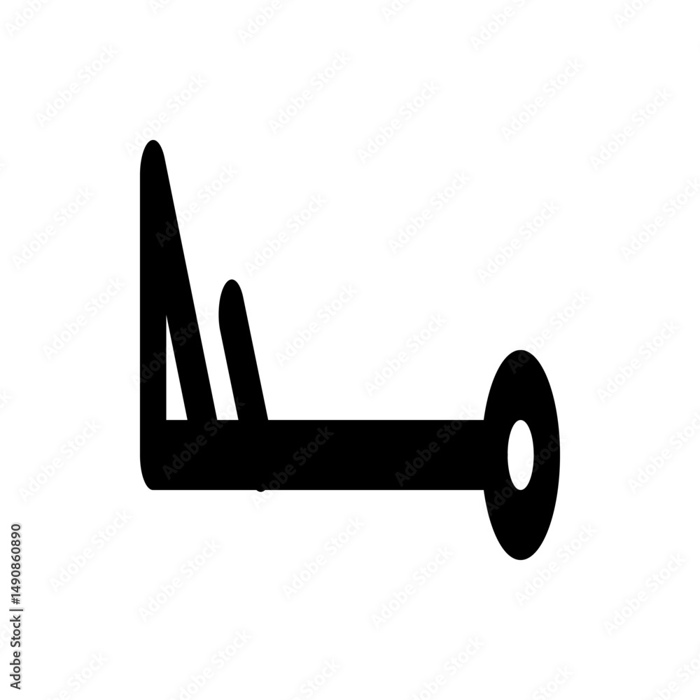 Poster black line with two small angled lines and a circle on the end is horizontally oriented symbol icon