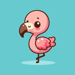 Flamingo vector, tropical exotic bird flat art, seamless pink cartoon animal background for nursery wallpaper, summer kids decor, beach wildlife pattern design for home print and fabric illustration