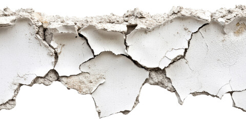 Fototapeta premium Cracked Plaster Wall Texture. Symbol Of Deterioration And Structural Damage Isolated On Transparent Background
