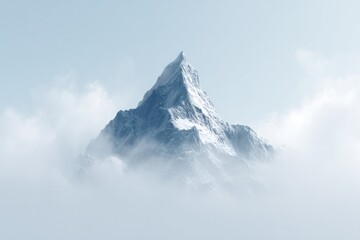 striking 3d rendering of solitary majestic mountain peak emerging dramatically from vast range below