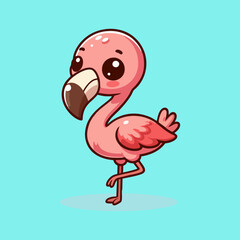 Flamingo vector, artistic tropical bird icon, cute pink animal cartoon flat drawing for seamless summer pattern, nursery wallpaper, wildlife decor illustration for kids room and art print poster