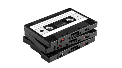 Obraz premium DIY cassette zine bundle for lo-fi tape swap featuring stacked cassette tapes on a white background