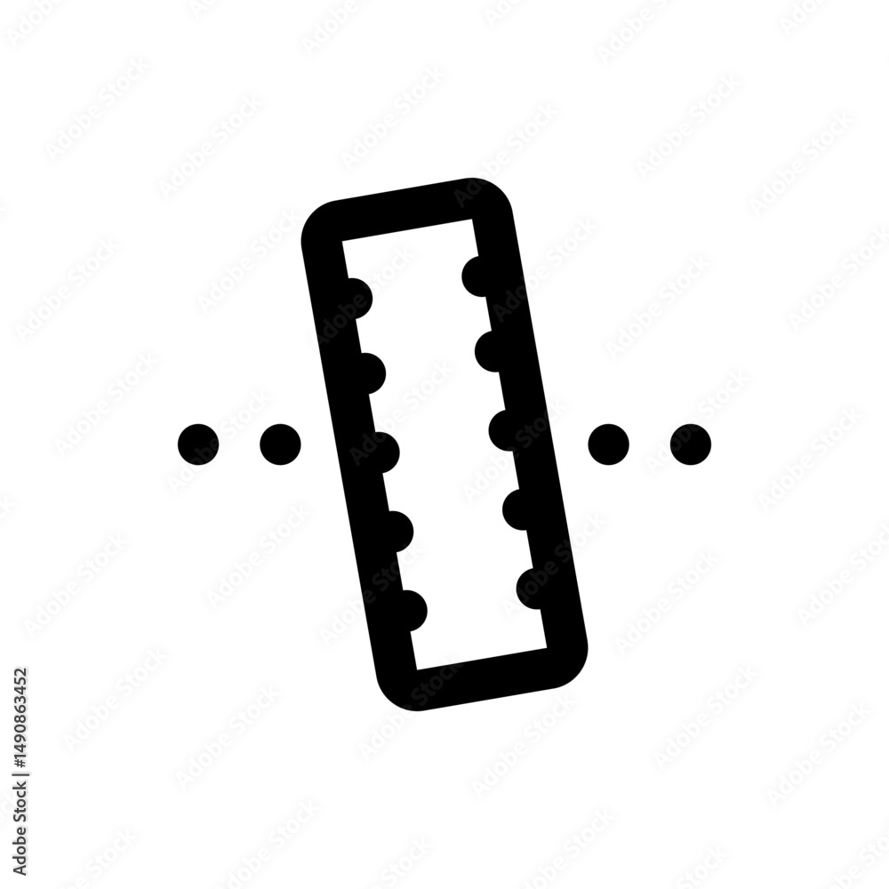 Poster oblique rectangle with rounded corners and internal dots aligned with external dots on either side v