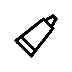 Illustration of a slanted tube with a cap, outlined in black, on a white background, simple design style