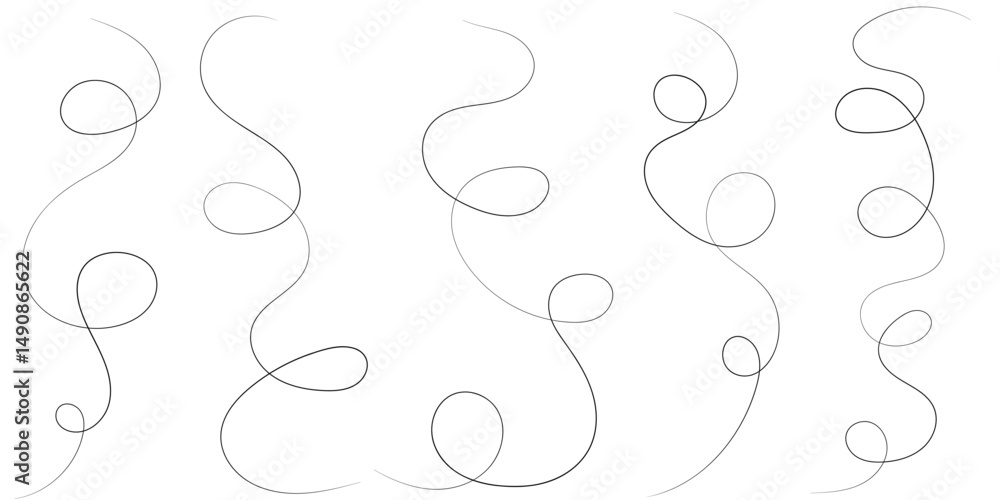 Poster abstract line art design with curvilinear patterns a seamless pattern of flowing, elegant black line
