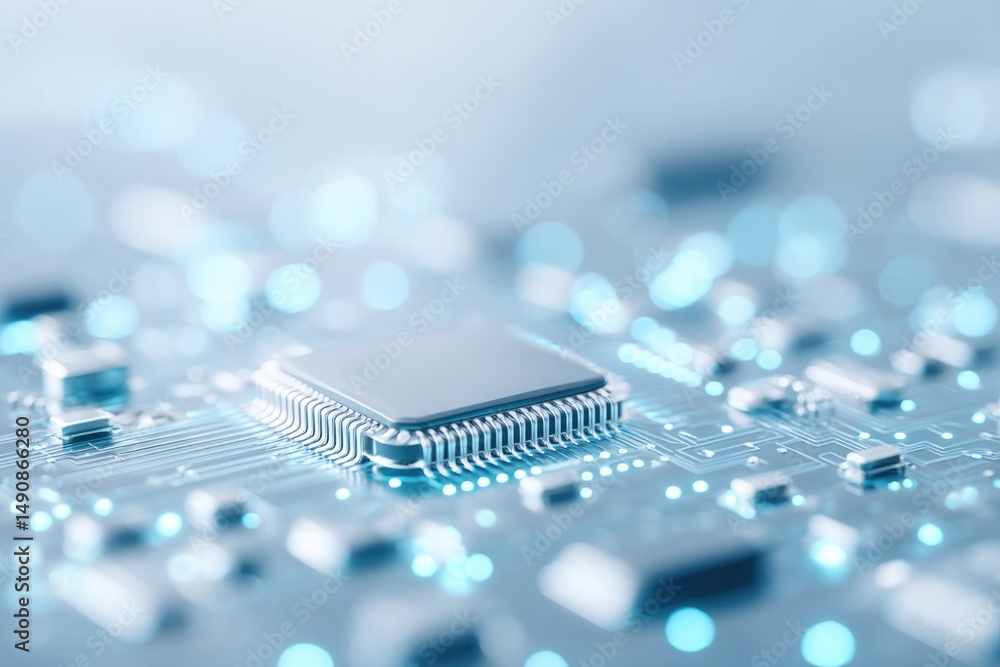 Poster minimalistic close-up of sleek modern electronics with abundant copy space and clean image