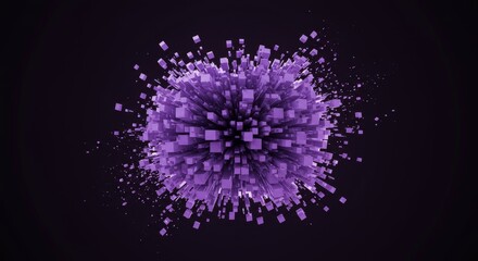 Purple Cube Explosion Abstract - Symbolizing energy, innovation, growth, technology, and transformation. A dynamic abstract of a purple cube explosion