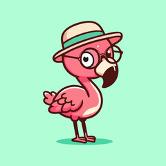 Flamingo vector, vibrant tropical bird cartoon, seamless pink exotic animal background for nursery wallpaper, kids decor illustration, wildlife art print for summer beach wall design and fabric