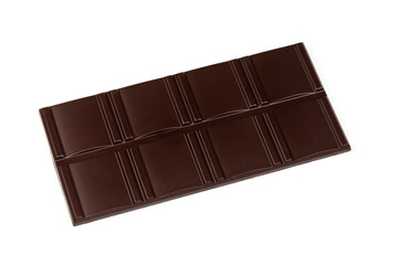 Bar of dark chocolate on a white background