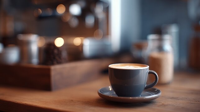 plenty of copy space for text capturing essence of tranquility and skill highlighting precision and artistry of coffee