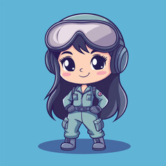 Adorable Anime Girl Pilot in Flight Gear