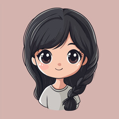 Adorable Anime Girl with Braided Hair and Expressive Eyes Smiling Gently