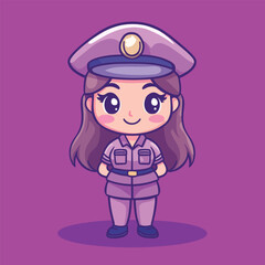 Adorable Anime Policewoman in Purple Uniform
