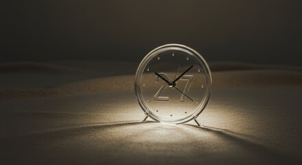 Transparent Clock on Soft Fabric - Minimalist clock design symbolizing time, serenity, measurement, precision, and elegance. Perfect for concepts related to time management or product displays