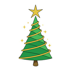 A vibrant Christmas tree made of radiant green ribbons, spiraling outward to form a festive, glowing holiday icon full of energy and cheer.
