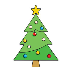 A beautifully decorated Christmas tree shines bright with twinkling lights, colorful ornaments, and a glowing star atop, spreading festive warmth and holiday cheer.
