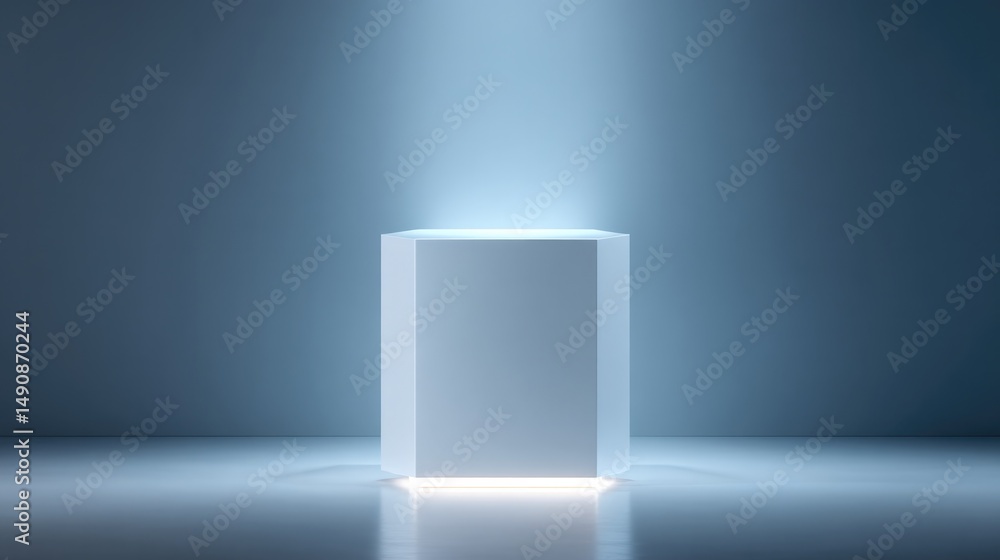 Poster sleek empty podium with reflective surface centered under soft lighting