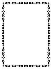 Decorative black border frame with floral corners and dotted sides on white background