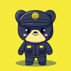 Adorable Cartoon Bear in Police Uniform
