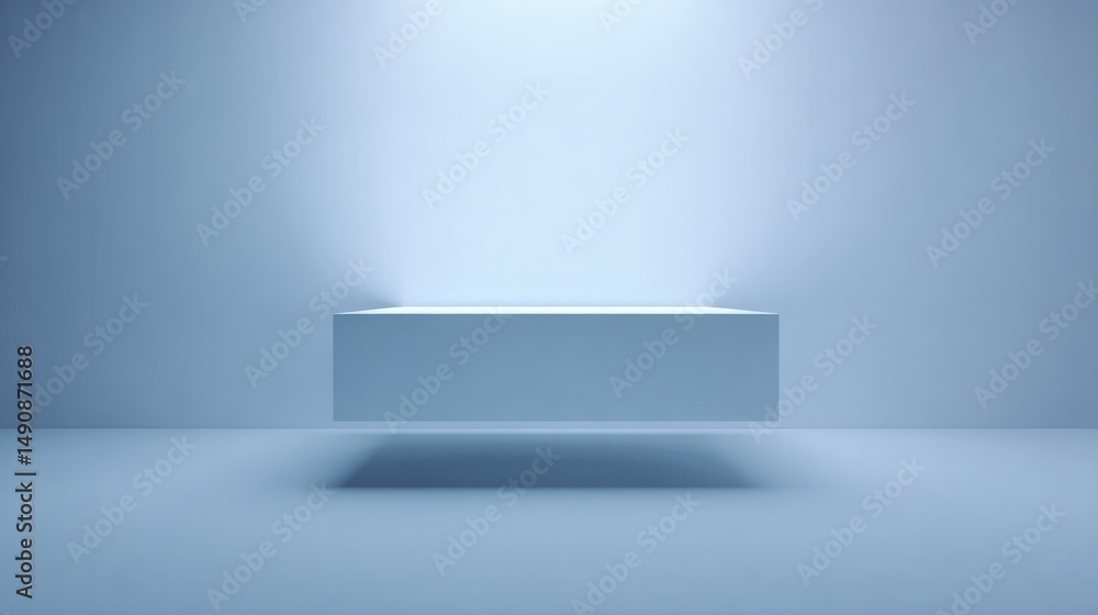 Poster minimalistic clean image featuring floating empty podium against simple background with ample copy s