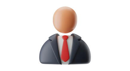3D Render of Anonymous Businessman Icon with Egg Head