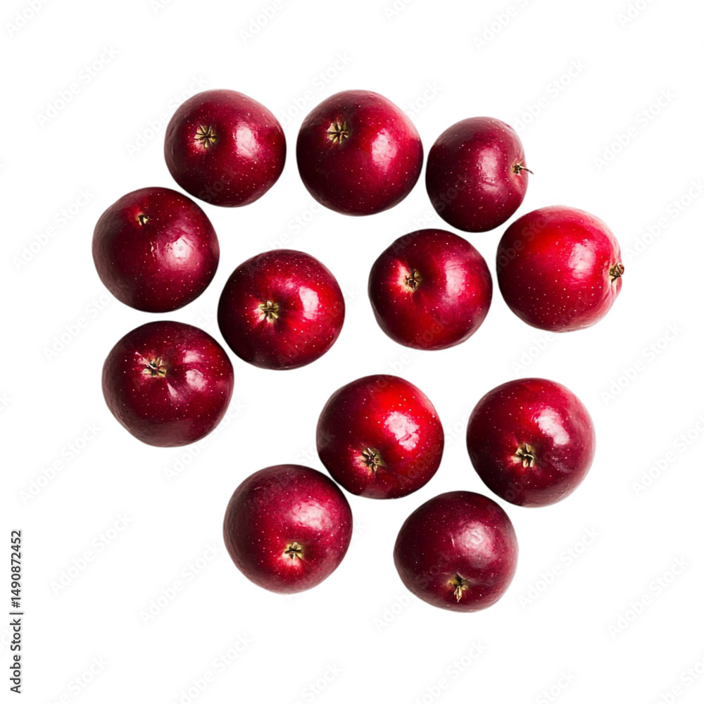 Poster red apples arranged in a circle on a colorful striped background