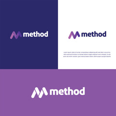M logo monogram blue letter Royalty Free Vector Image