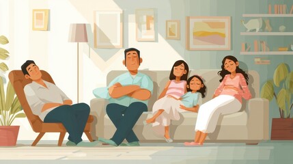 Family relaxing at home